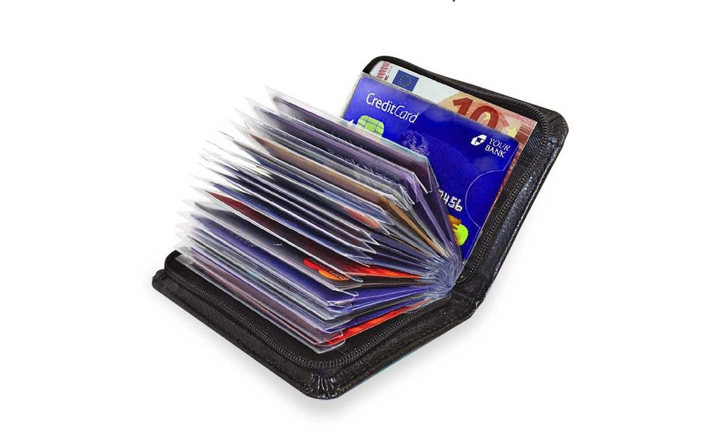 RFID-skyddad mjuk kompakt kreditkortplånbok för hela 36 kort