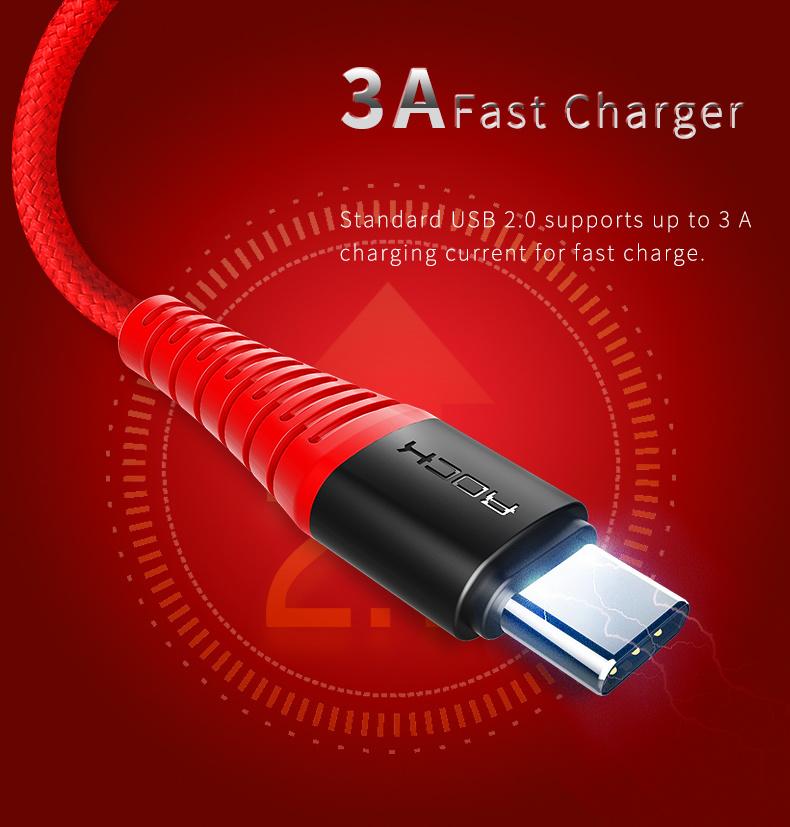 ROCK Hi-Tensile USB-C kabel 1m