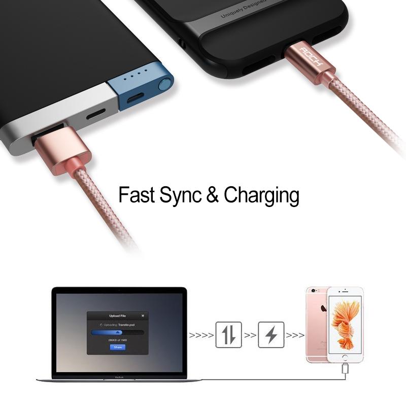 ROCK Metal Charge & Sync Lightning Cable 1,8m