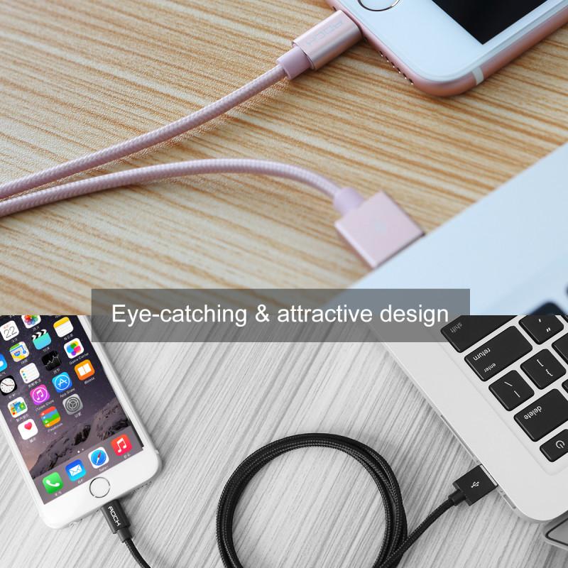 ROCK Metal Charge & Sync Lightning Cable 20cm