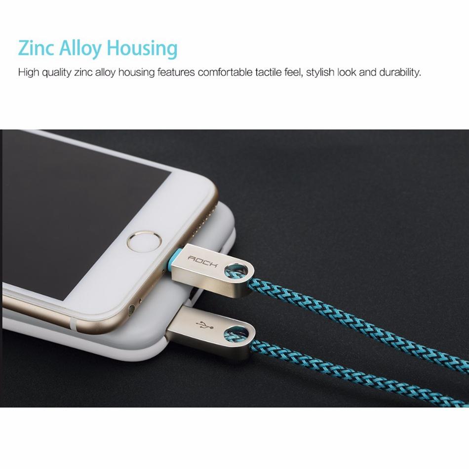 ROCK Zink Alloy Nylon Braided Lightning kabel 180cm