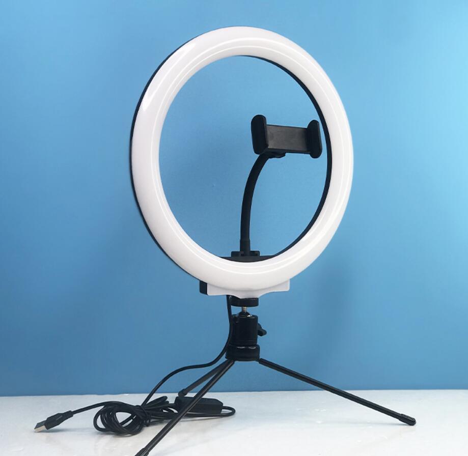 Selfie-lampa / Ring light (26cm) - bärbart stativ Svart