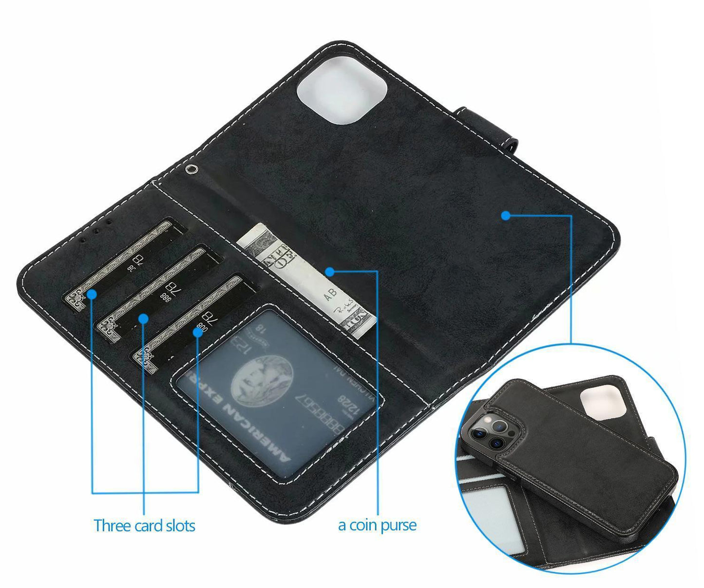 Suede magnetfodral för iPhone 11 Pro med magnetlås.