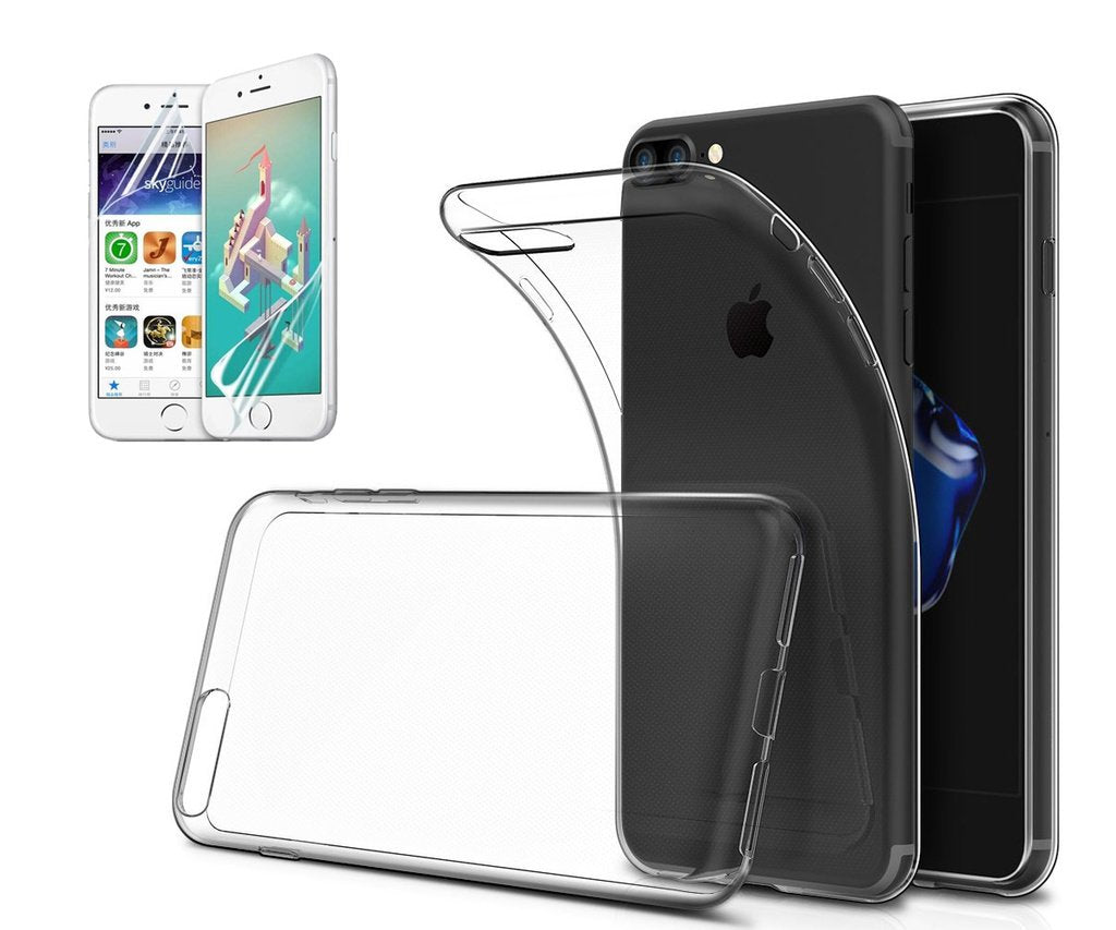 Transparent TPU skal +2st skärmskydd till iPhone 6/6S+