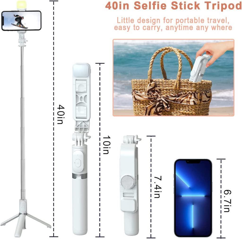 Trådlös Bluetooth Selfie Stång med Ljus