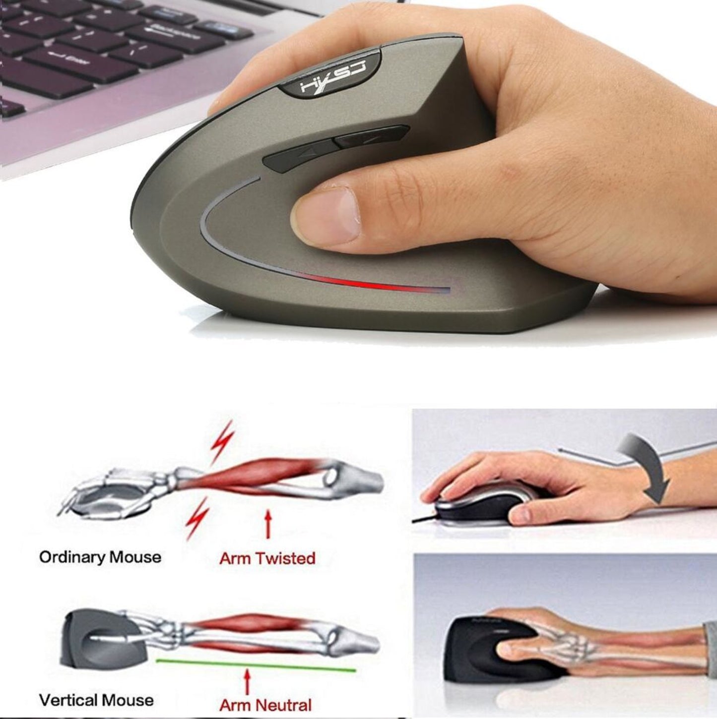 Trådlös ergonomisk vertikalmus