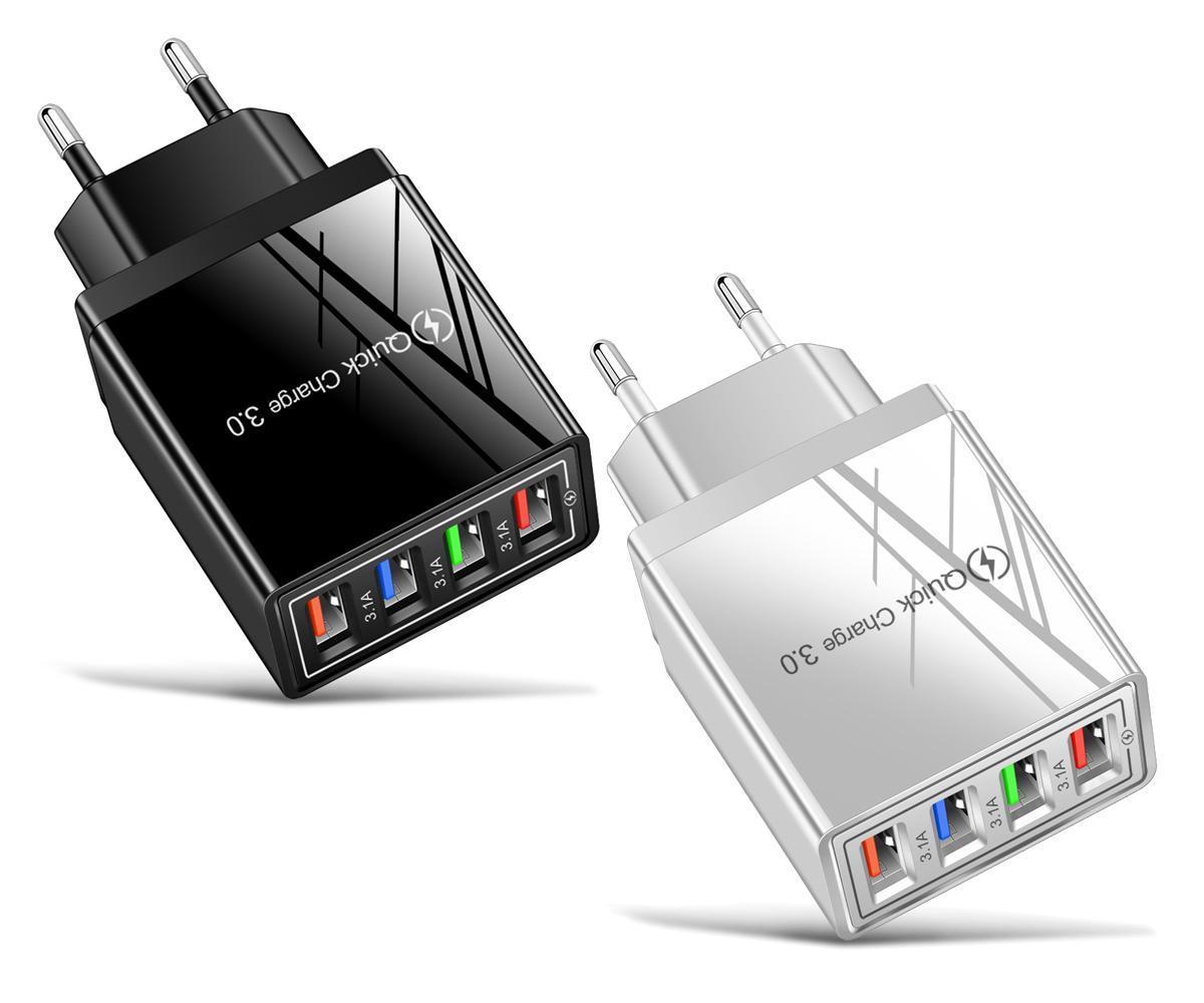 Två-pack snabbladdare med fyra USB-portar och LED