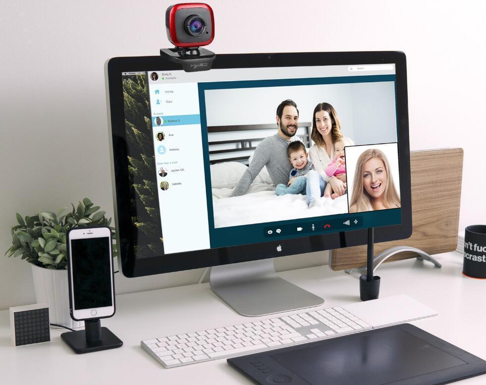 Webbkamera 360 Grader med Inbyggd Mikrofon – Perfekt för Samtal